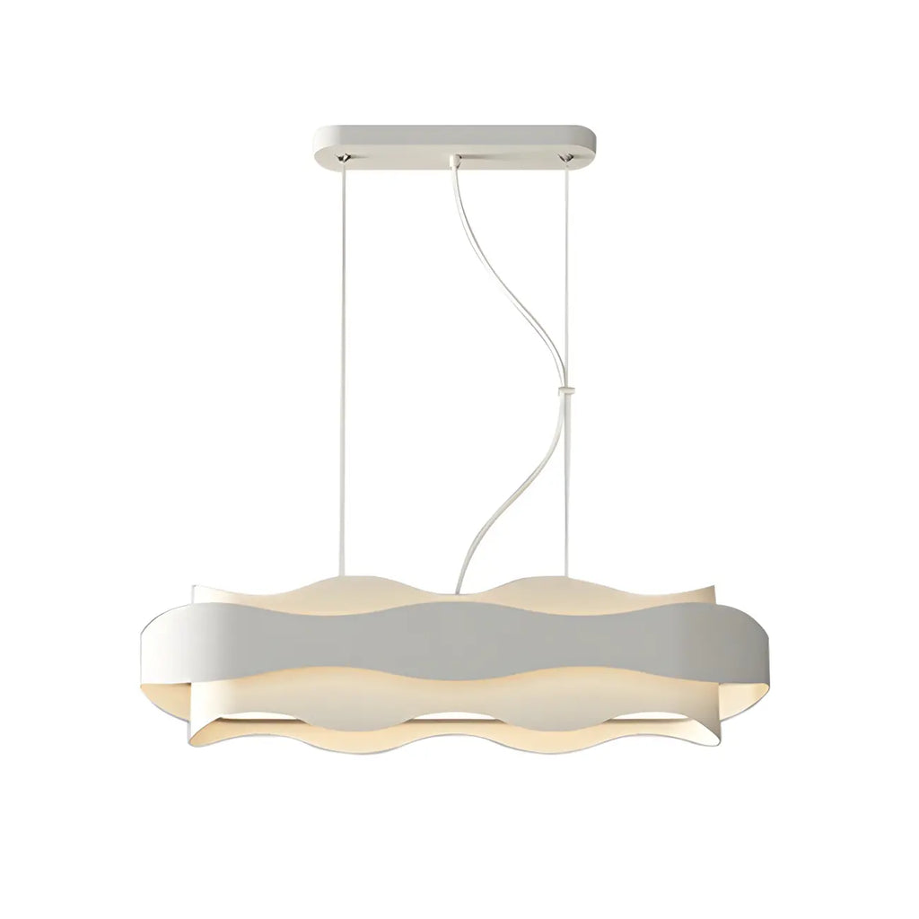 Suspension moderne en métal blanc ondulé pour la cuisine
