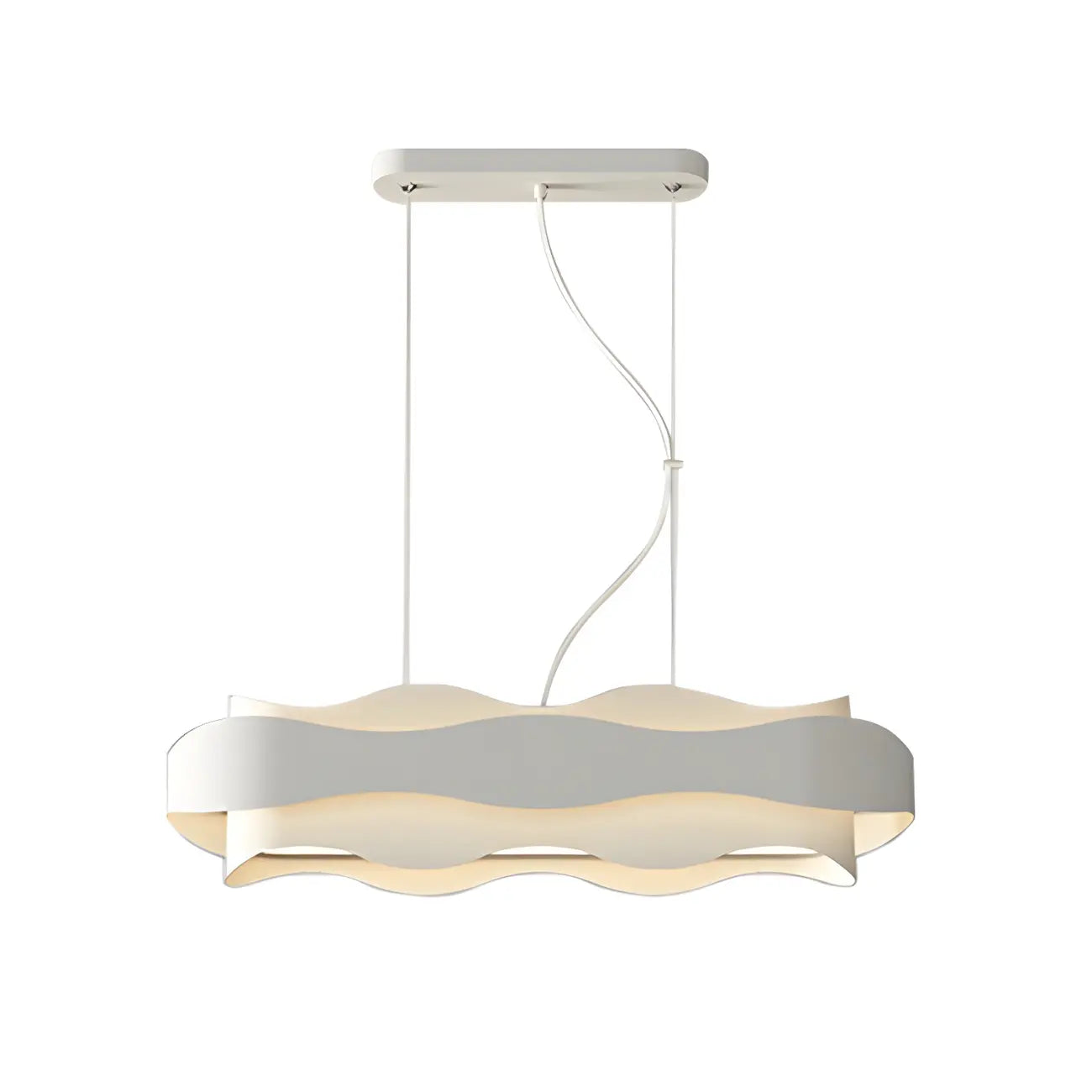 Suspension moderne en métal blanc ondulé pour la cuisine