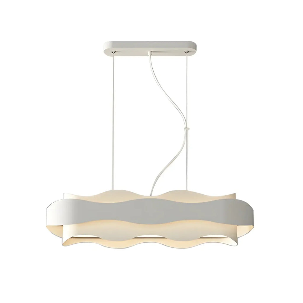 Suspension moderne en métal blanc ondulé pour la cuisine
