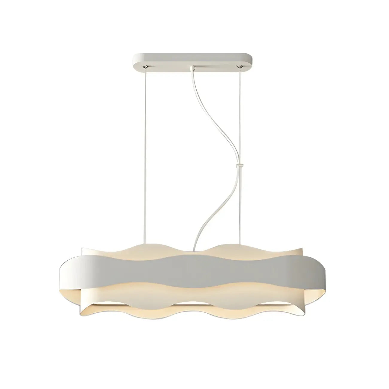Suspension moderne en métal blanc ondulé pour la cuisine