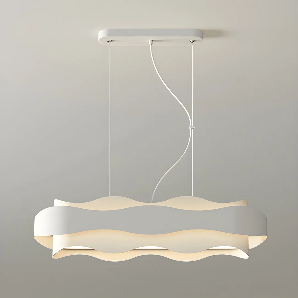 Suspension moderne en métal blanc ondulé pour la cuisine