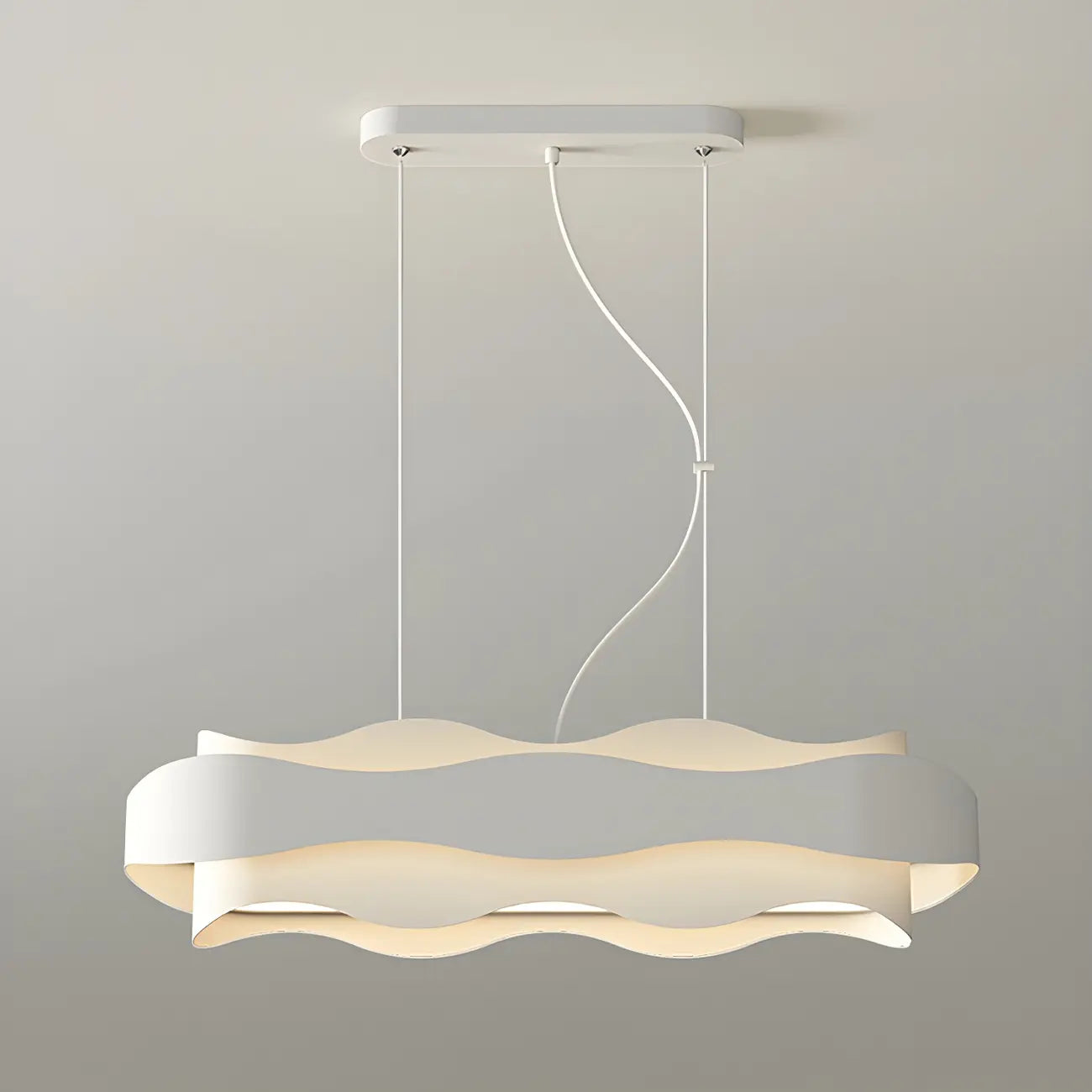 Suspension moderne en métal blanc ondulé pour la cuisine
