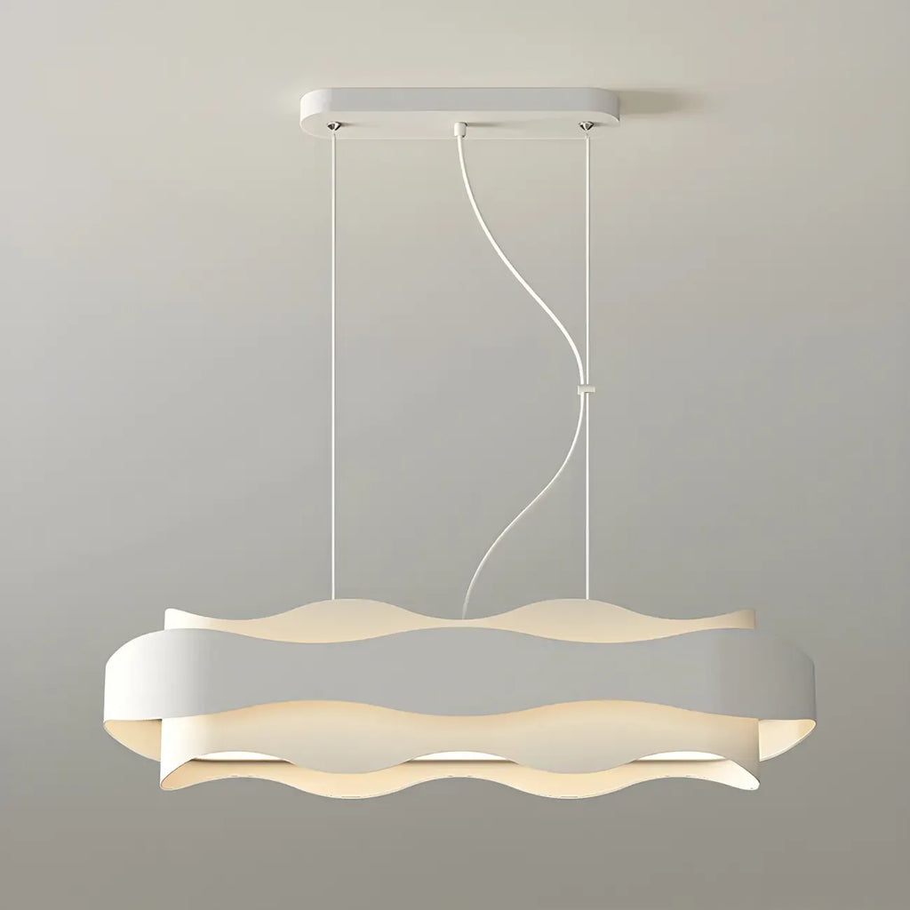 Suspension moderne en métal blanc ondulé pour la cuisine