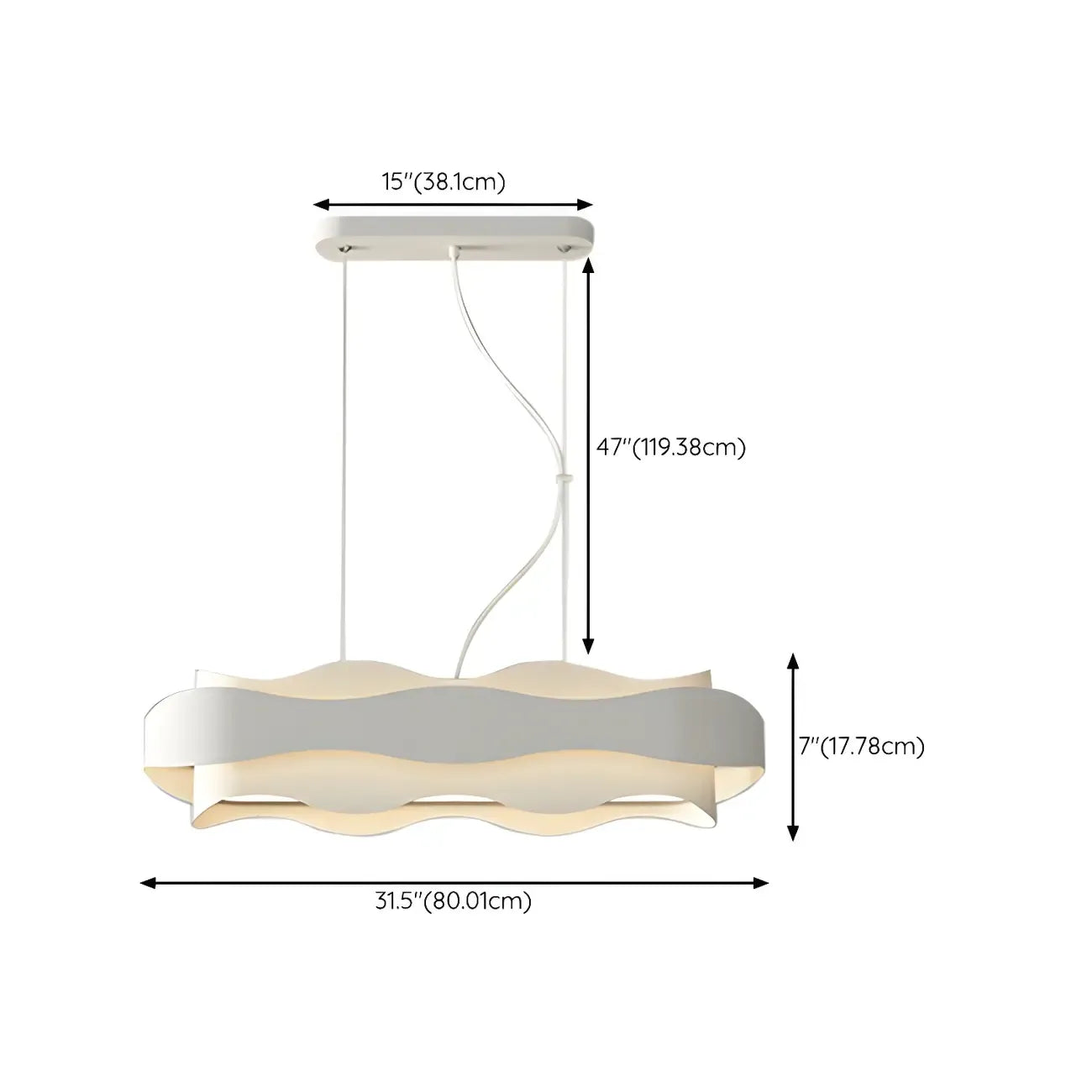 Suspension moderne en métal blanc ondulé pour la cuisine