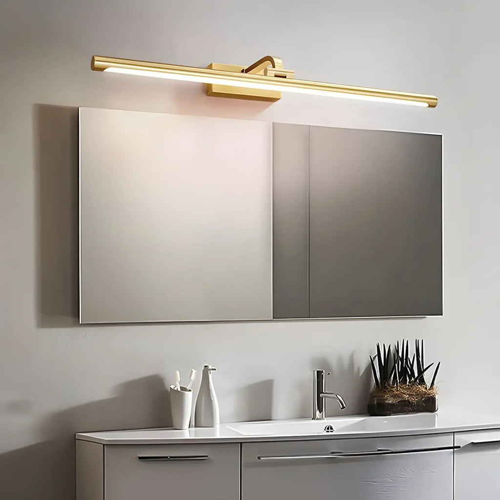 Applique murale LED en métal doré glamour avec abat-jour en acrylique pour salle de bain