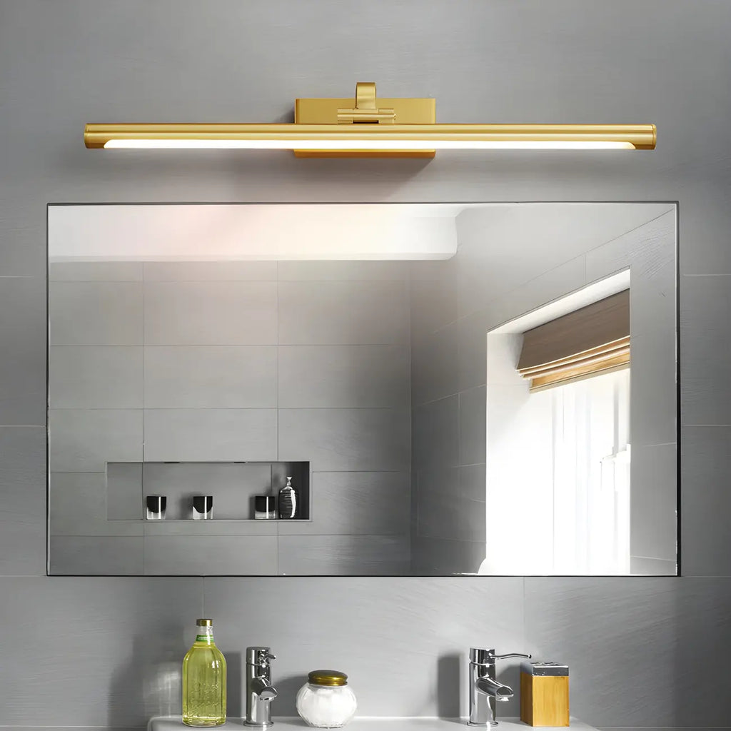 Applique murale LED en métal doré glamour avec abat-jour en acrylique pour salle de bain