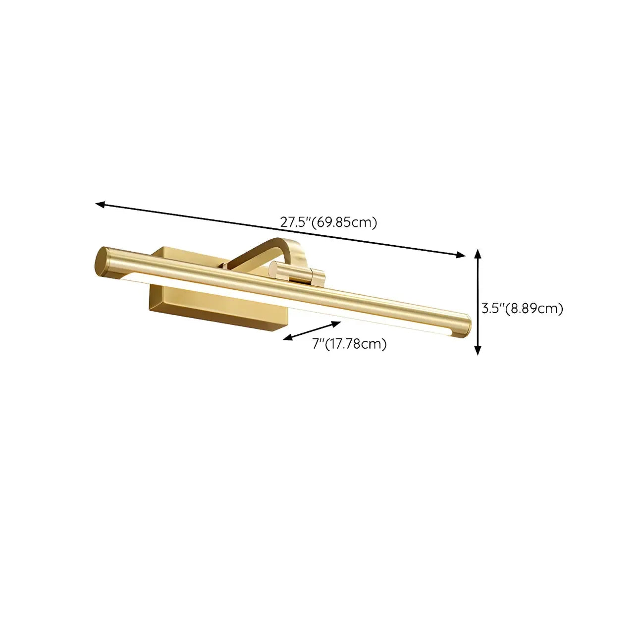 Applique murale LED en métal doré glamour avec abat-jour en acrylique pour salle de bain