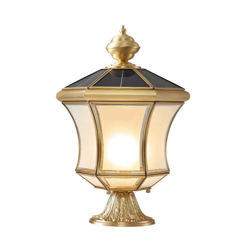 Lampadaires solaires d'extérieur classiques en laiton courbé
