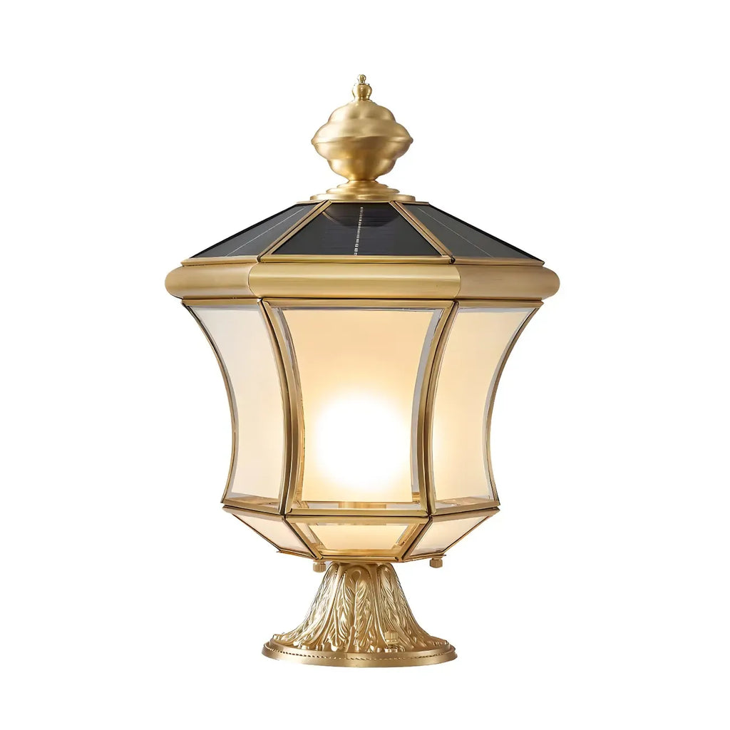 Lampadaires solaires d'extérieur classiques en laiton courbé