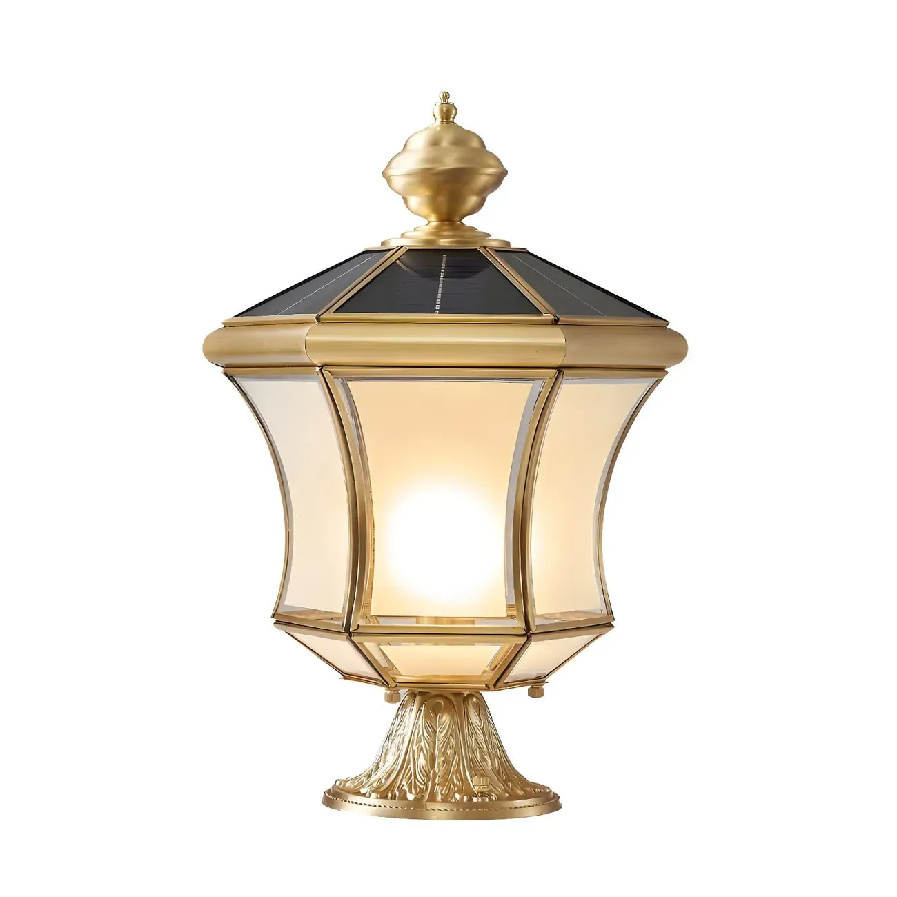 Lampadaires solaires d'extérieur classiques en laiton courbé