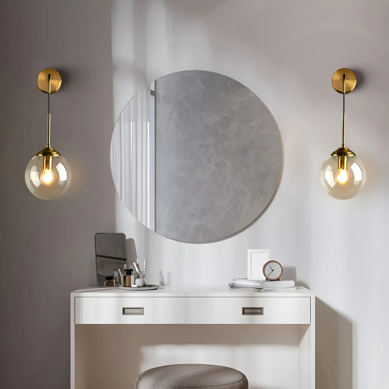 Lampe suspendue moderne en verre globe pour salle de bain