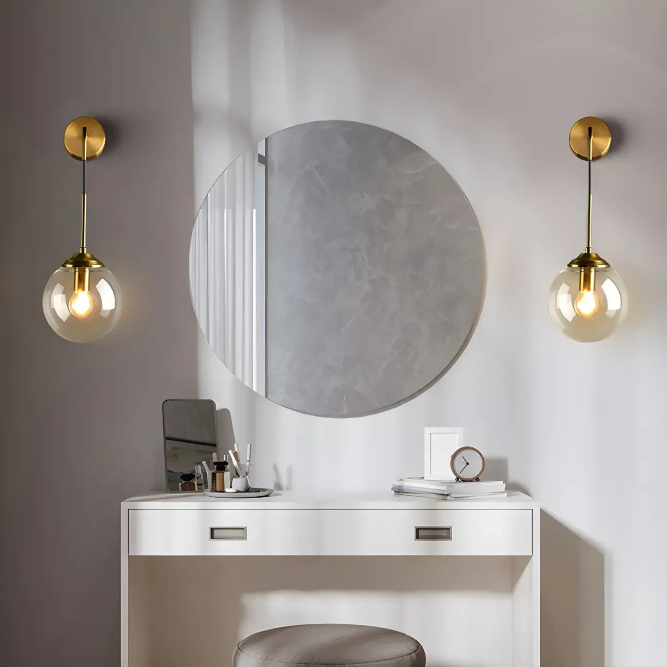Lampe suspendue moderne en verre globe pour salle de bain