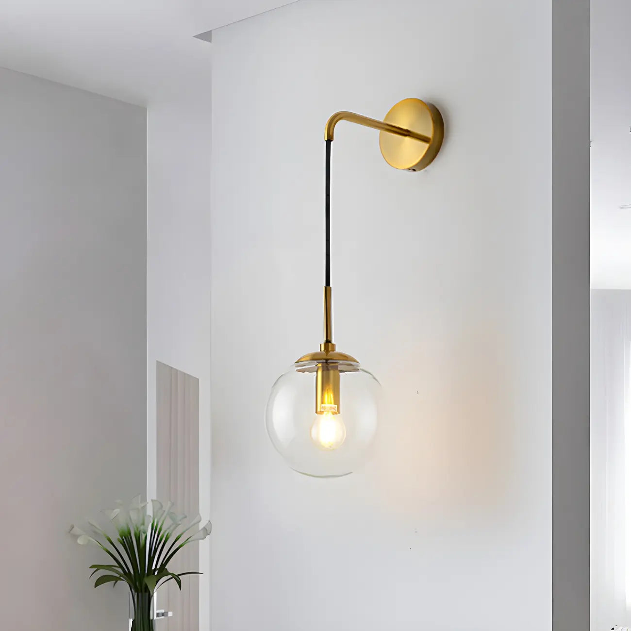 Lampe suspendue moderne en verre globe pour salle de bain