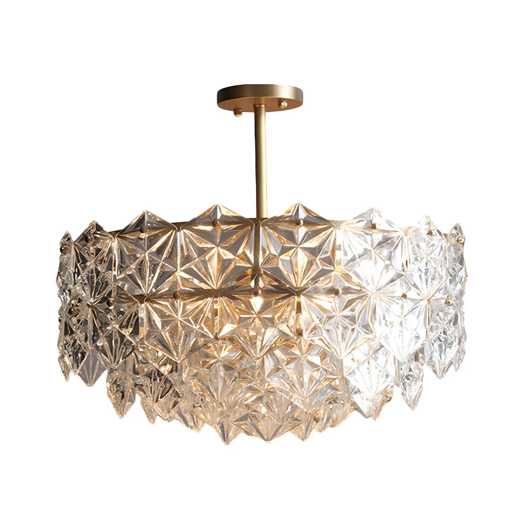 Lampadario moderno di cristallo esagonale rotondo a più livelli in stile glamour