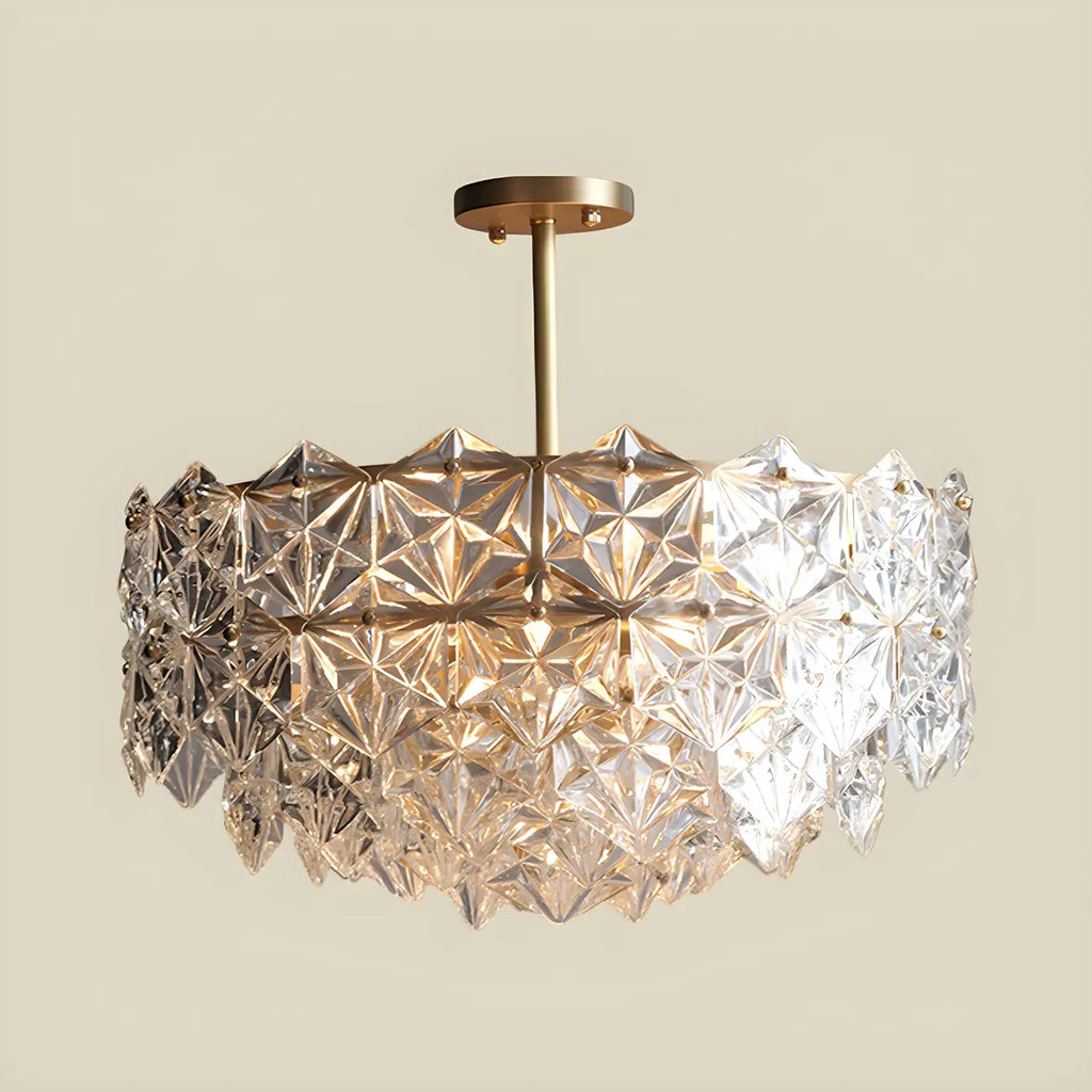 Lampadario moderno di cristallo esagonale rotondo a più livelli in stile glamour