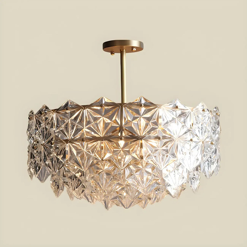 Lampadario moderno di cristallo esagonale rotondo a più livelli in stile glamour