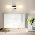Applique murale double cylindrique moderne en verre argenté pour salle de bain