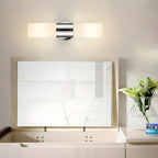 Applique murale double cylindrique moderne en verre argenté pour salle de bain