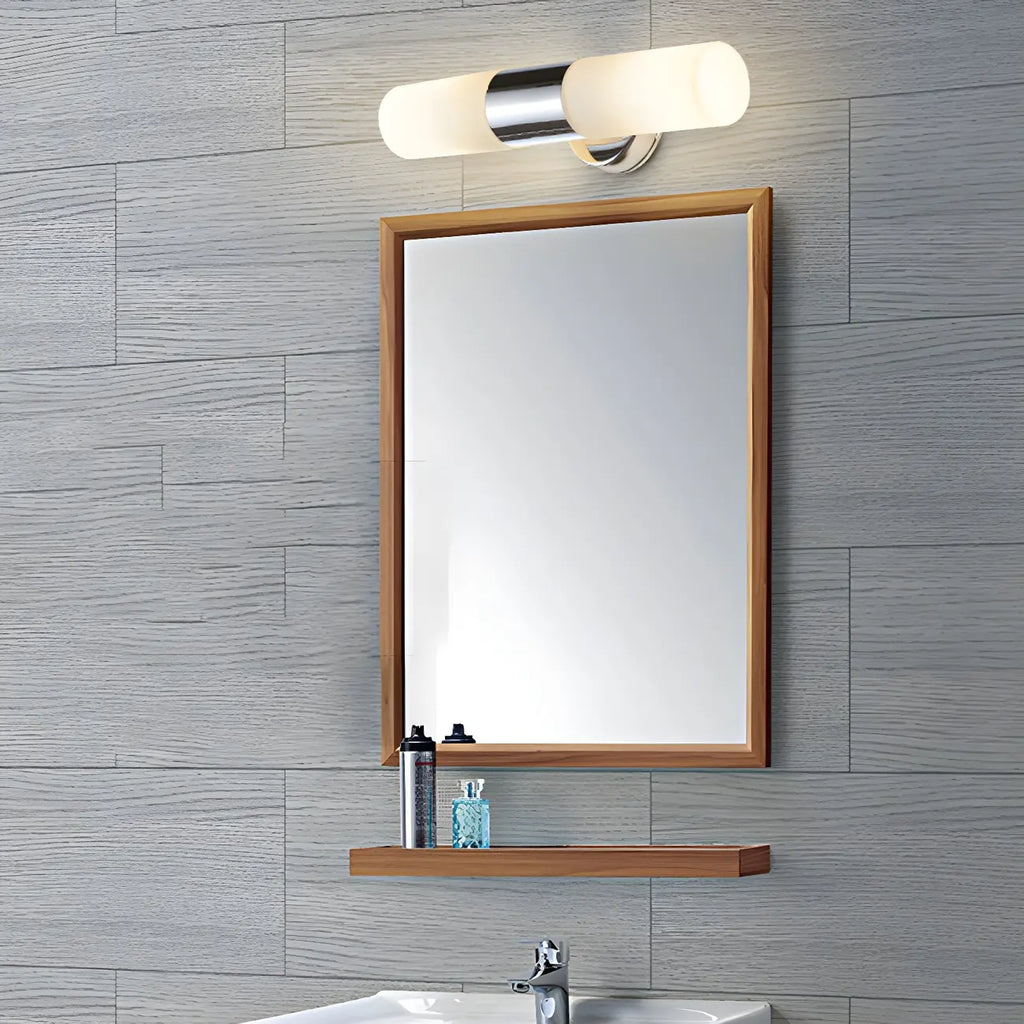 Applique murale double cylindrique moderne en verre argenté pour salle de bain