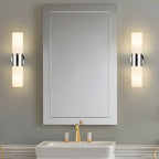 Applique murale double cylindrique moderne en verre argenté pour salle de bain