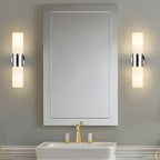 Applique murale double cylindrique moderne en verre argenté pour salle de bain