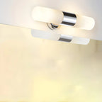 Applique murale double cylindrique moderne en verre argenté pour salle de bain