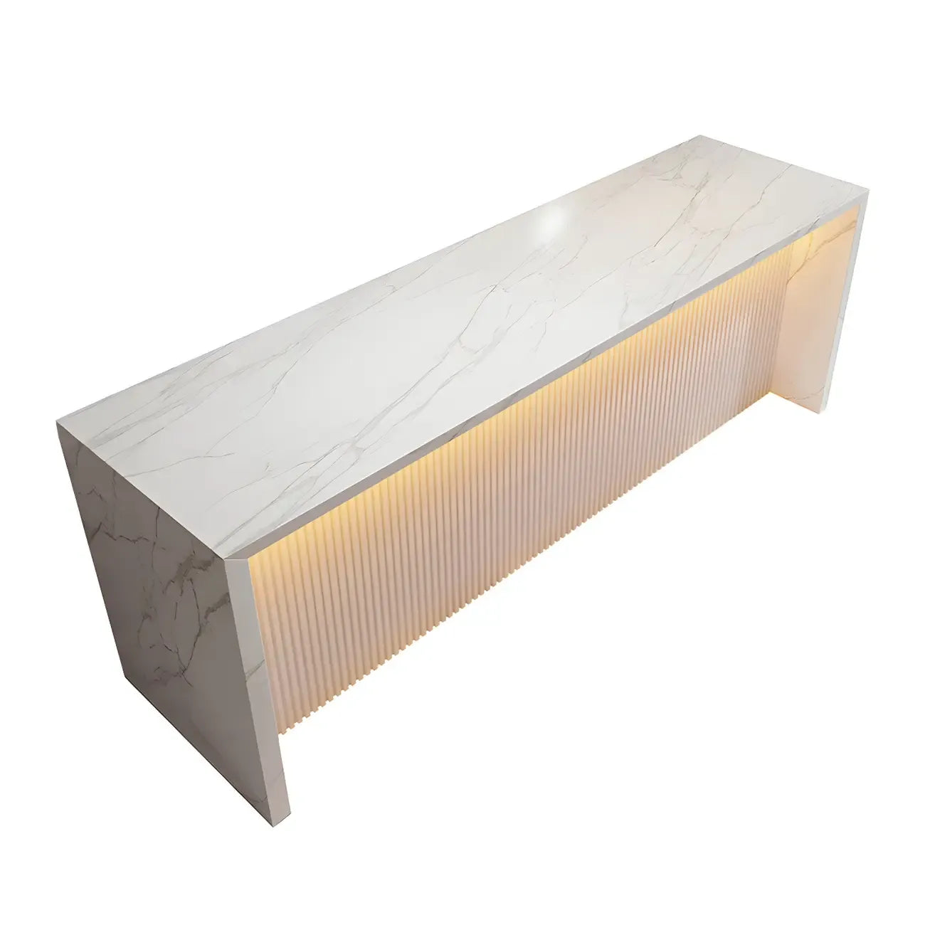 Table de bar moderne à hauteur de comptoir en marbre blanc et LED