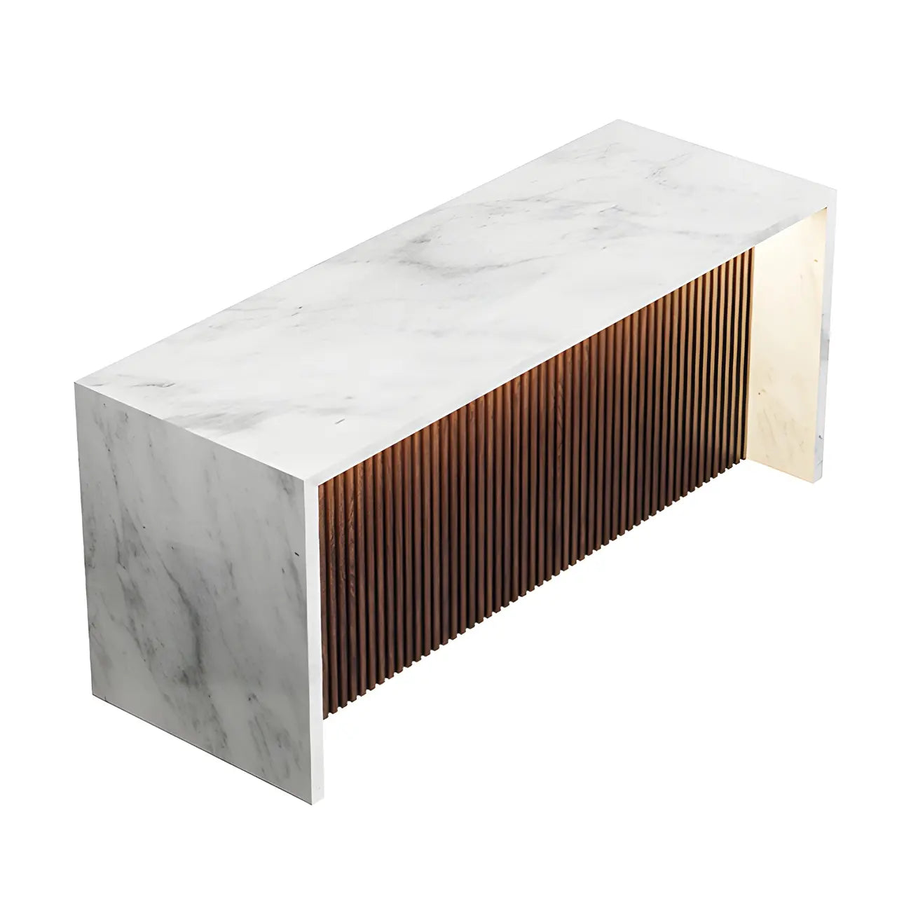 Table de bar moderne à hauteur de comptoir en marbre blanc et LED