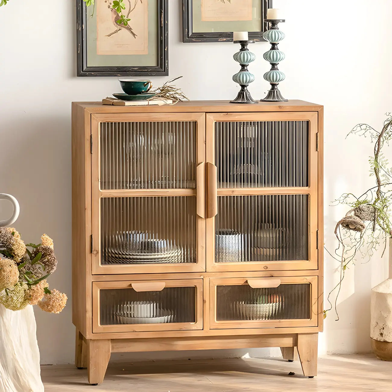 vaisselier classique en bois brun avec rangement