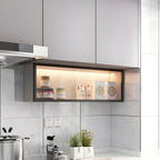 Cuisine, applique murale en bois noir, éclairage LED court, vaisselier