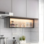 Cuisine, applique murale en bois noir, éclairage LED court, vaisselier