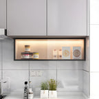 Cuisine, applique murale en bois noir, éclairage LED court, vaisselier