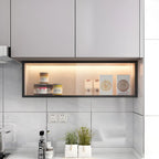 Cuisine, applique murale en bois noir, éclairage LED court, vaisselier
