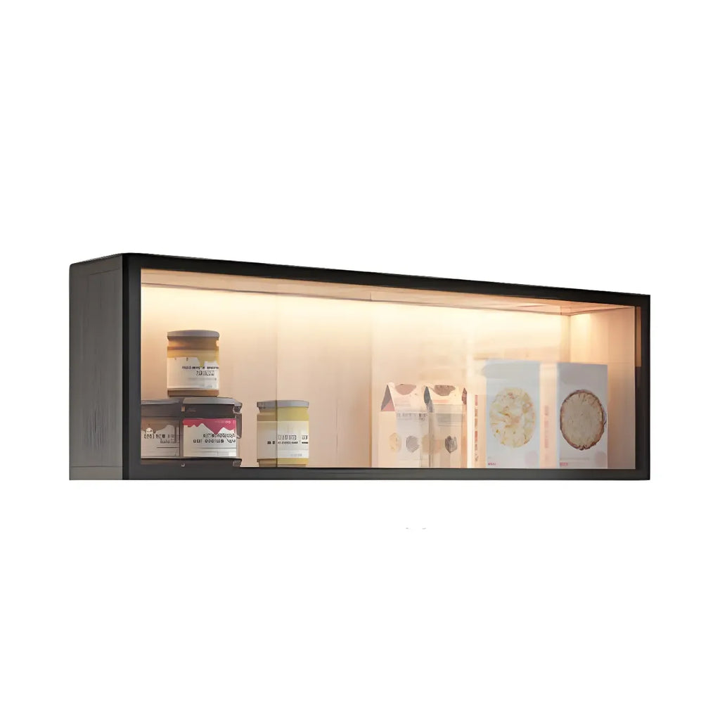 Cuisine, applique murale en bois noir, éclairage LED court, vaisselier