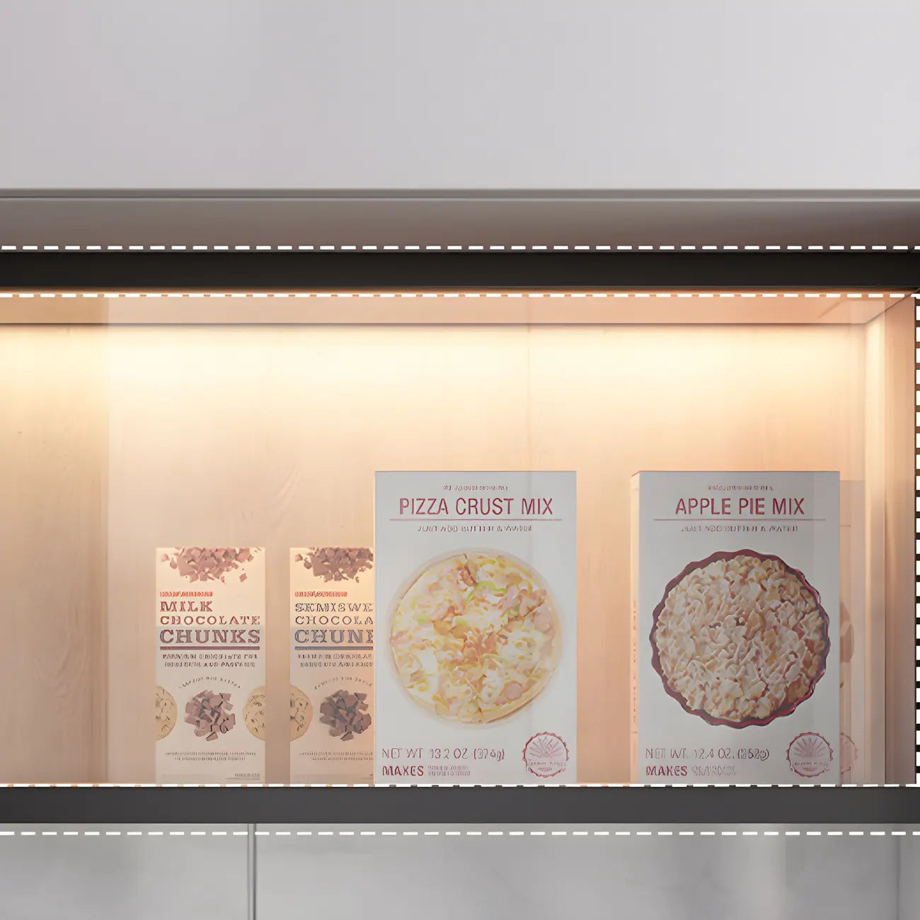 Cuisine, applique murale en bois noir, éclairage LED court, vaisselier