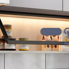 Cuisine, applique murale en bois noir, éclairage LED court, vaisselier