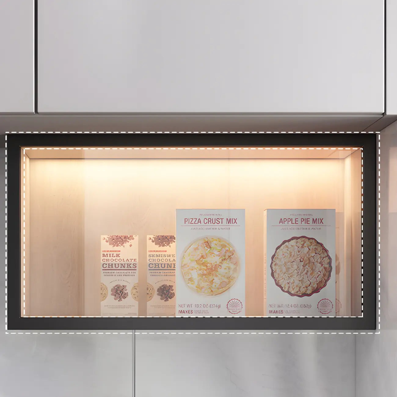 Cuisine, applique murale en bois noir, éclairage LED court, vaisselier