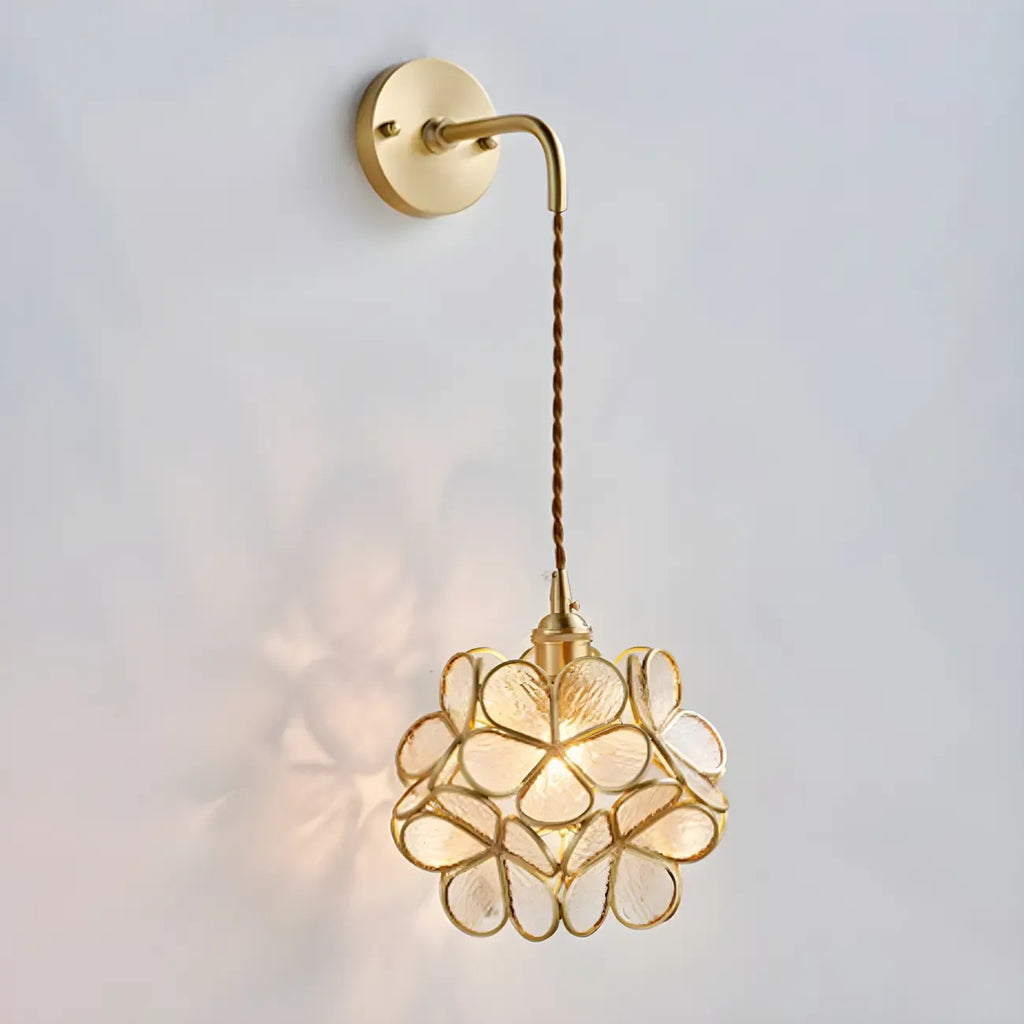 Applique murale suspendue moderne en verre doré pour salle de bain