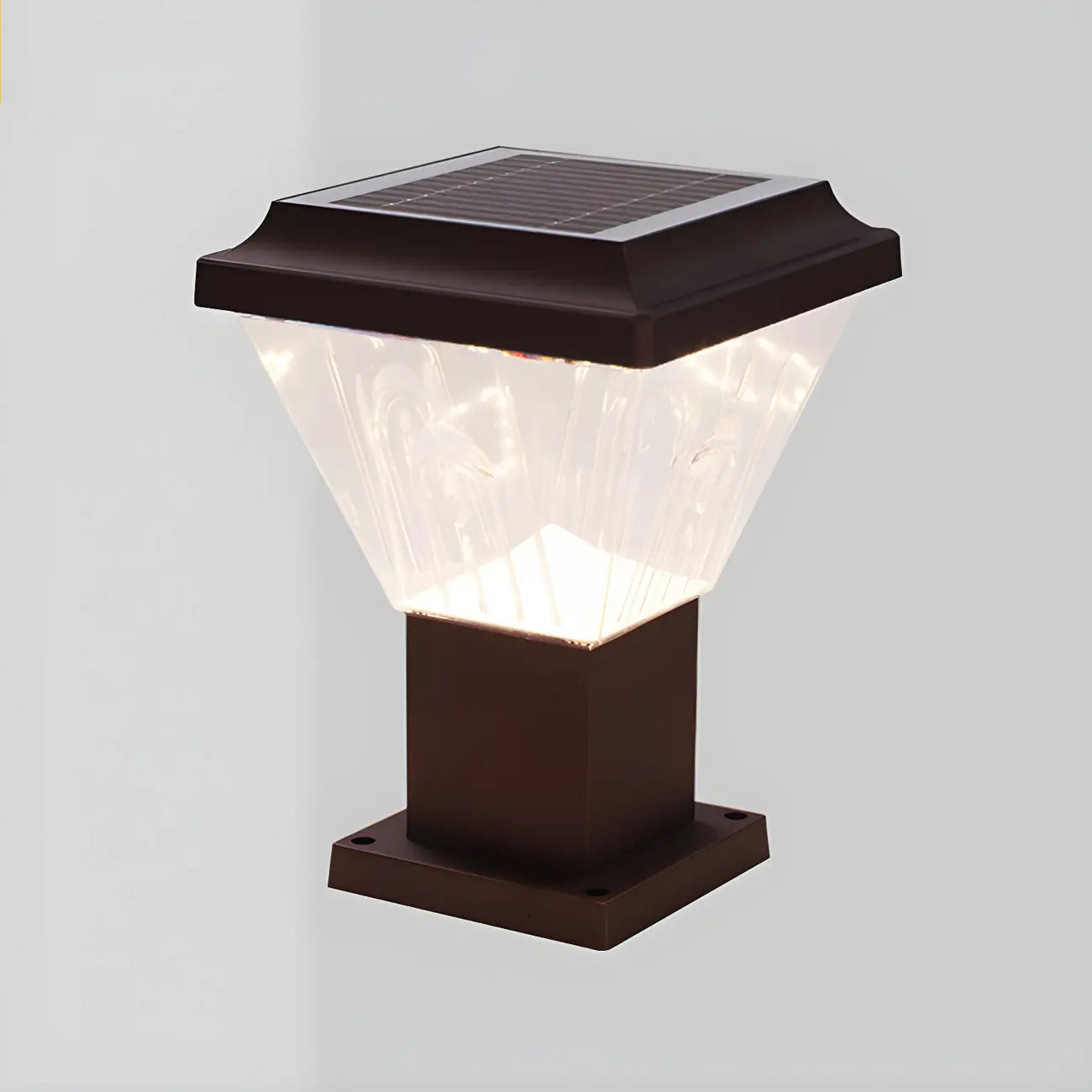 Lampadaires solaires pyramidaux modernes en acrylique bronze et bronze pour l'extérieur