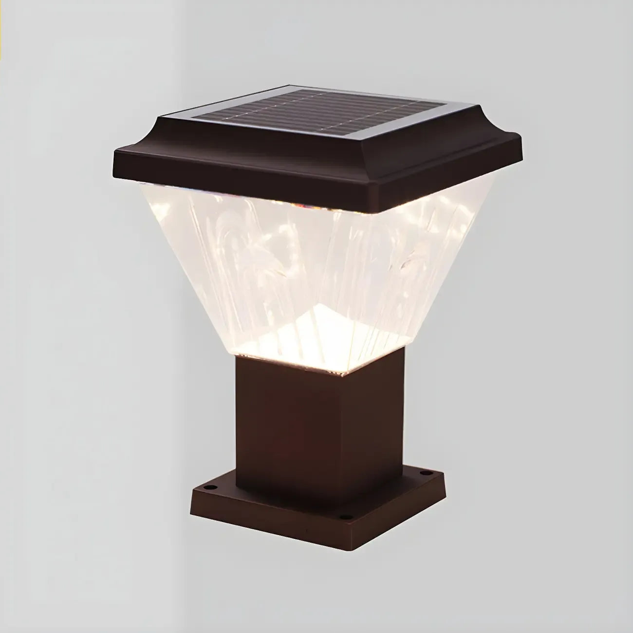 Lampadaires solaires pyramidaux modernes en acrylique bronze et bronze pour l'extérieur