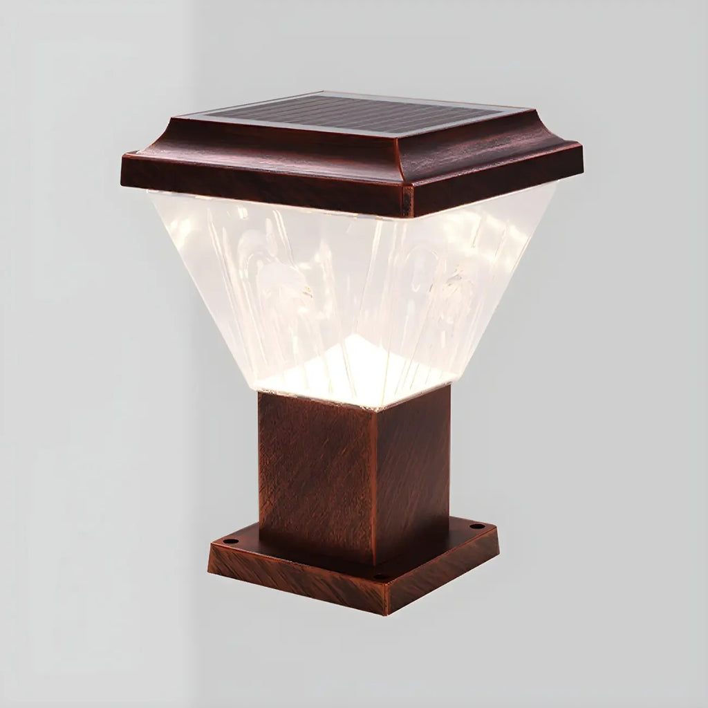 Lampadaires solaires pyramidaux modernes en acrylique bronze et bronze pour l'extérieur