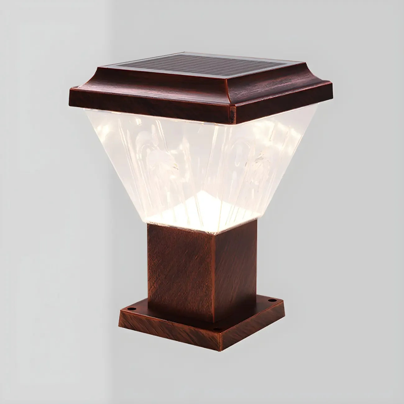 Lampadaires solaires pyramidaux modernes en acrylique bronze et bronze pour l'extérieur