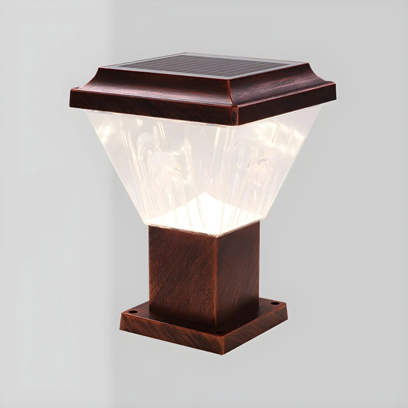 Lampadaires solaires pyramidaux modernes en acrylique bronze et bronze pour l'extérieur