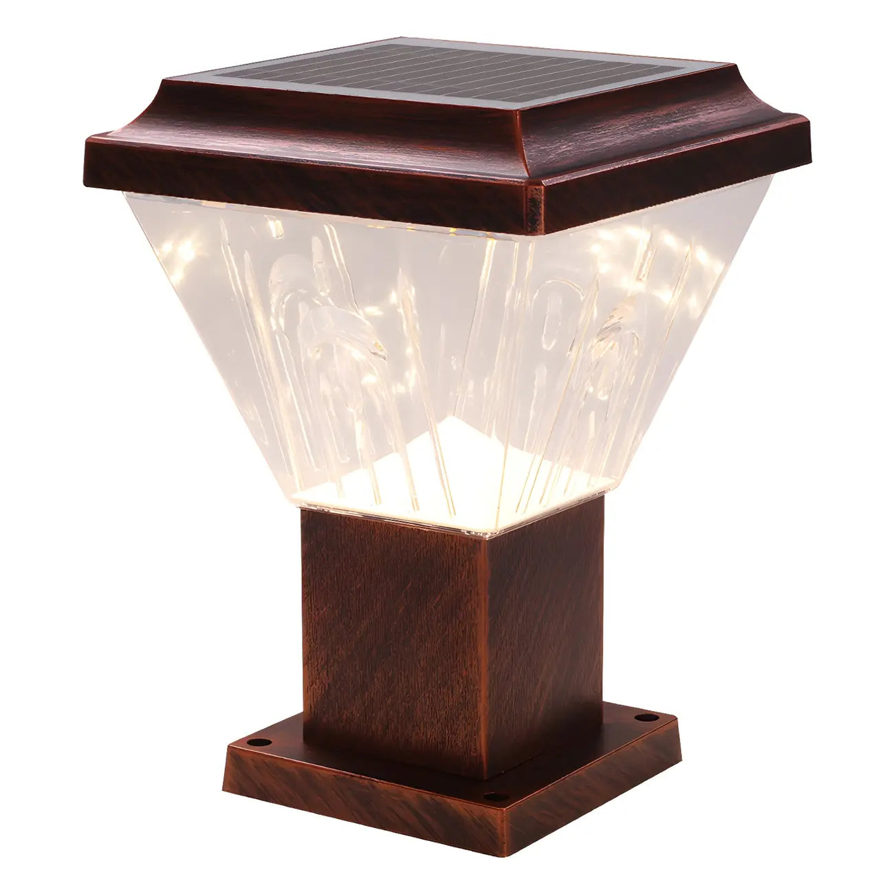 Lampadaires solaires pyramidaux modernes en acrylique bronze et bronze pour l'extérieur