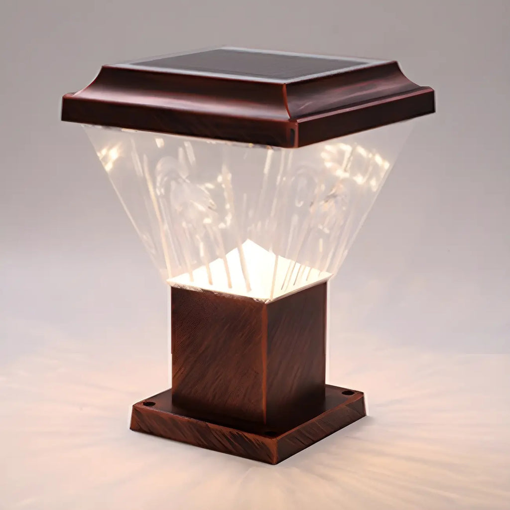 Lampadaires solaires pyramidaux modernes en acrylique bronze et bronze pour l'extérieur
