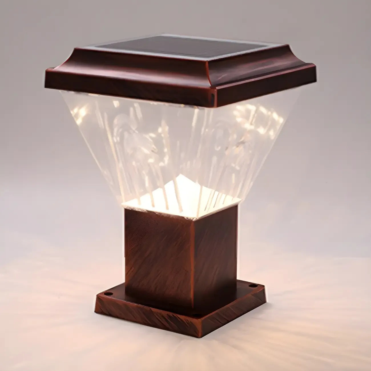 Lampadaires solaires pyramidaux modernes en acrylique bronze et bronze pour l'extérieur