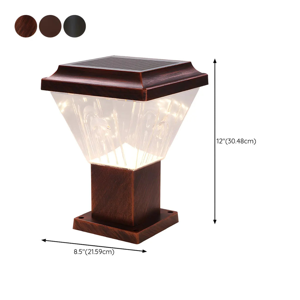 Lampadaires solaires pyramidaux modernes en acrylique bronze et bronze pour l'extérieur