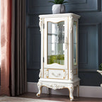 Vitrine classique en bois blanc avec porte en verre et tiroir