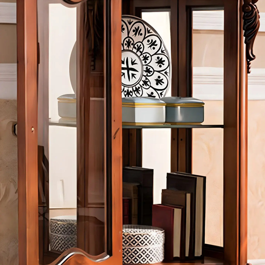 Vitrine classique en bois blanc avec porte en verre et tiroir