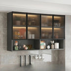 vaisselier mural gris en bois pour cuisine